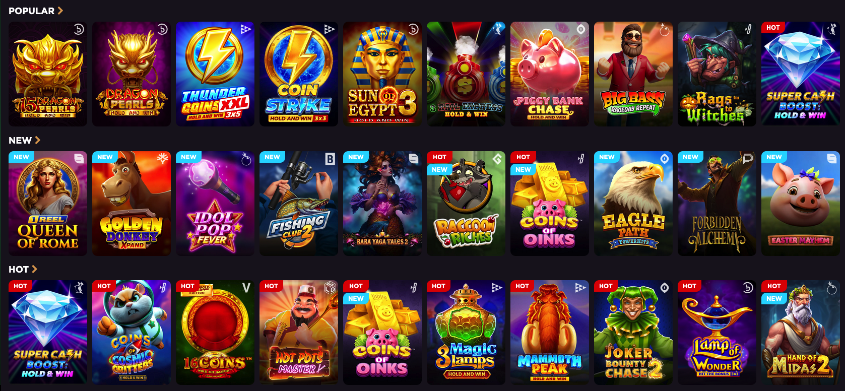 Top games at Jackpot Jill Casino